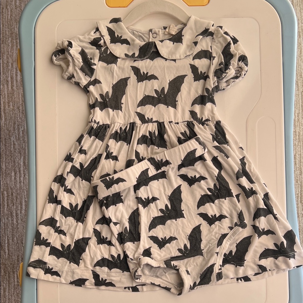 Bat Print Dress with Bloomers - Kate Quinn Bamboo